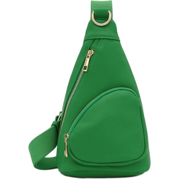 Handbags - Lightweight Small Triangle Pebbled Soft PU Leather Sling Crossbody Bag